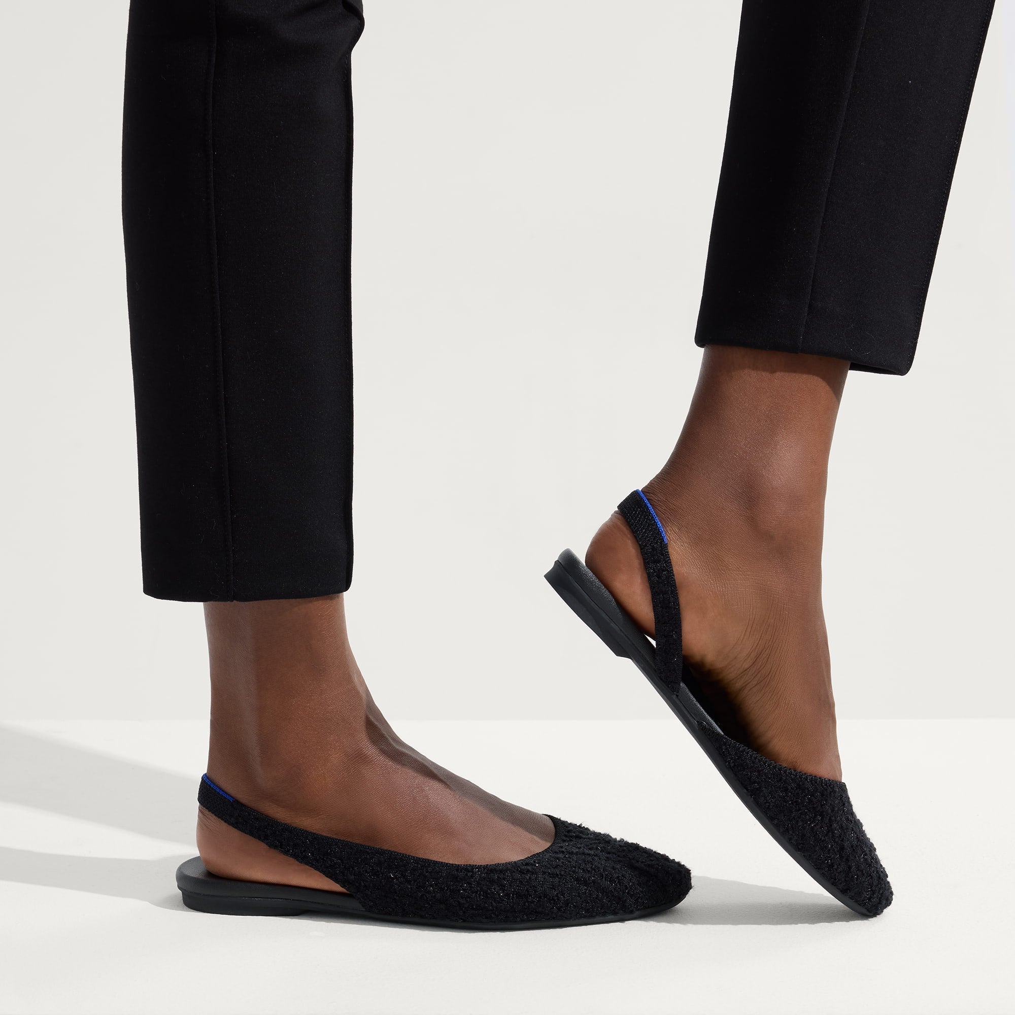 The Almond Slingback - Black Bouclé