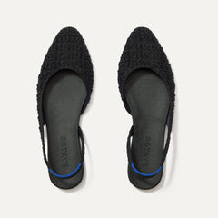 The Almond Slingback - Black Bouclé