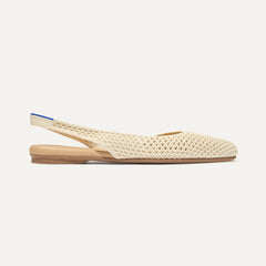 The Almond Slingback - Off White Mesh
